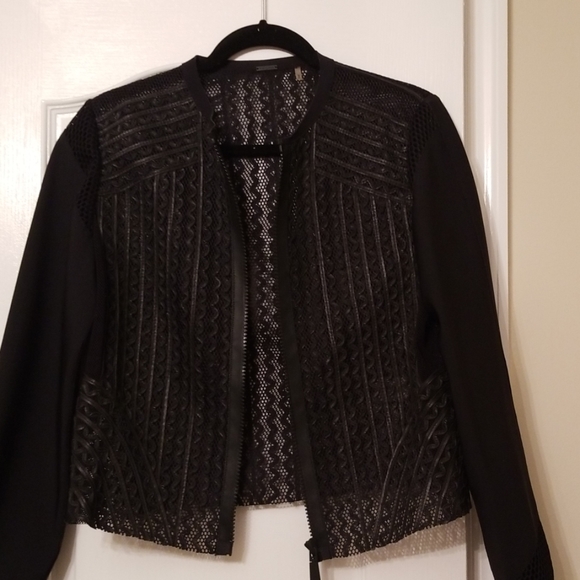 Elie Tahari Leather Ribbon Jacket - Picture 2 of 8